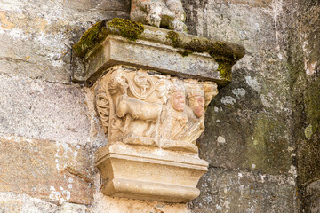 Corbels in the church of the Monastery of Saint Mary of Carracedo in Carracedelo, El Bierzo, Spain