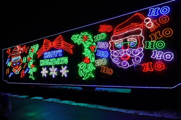Christmas Holiday train during the night. 