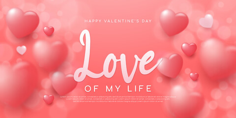 Fototapeta na wymiar Realistic banner vector blurred valentines day background
