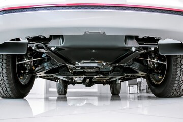 Bottom view of chassis and suspension car