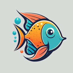 cute fish in cartoon vector illustration sea animal for logo icon or mascot