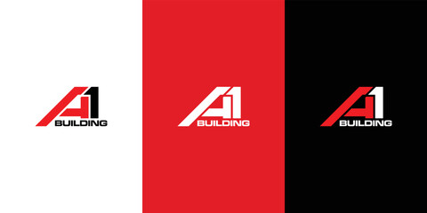 Initial letter A1 vector logo design concept. - obrazy, fototapety, plakaty