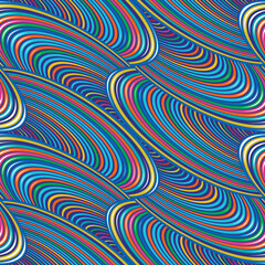 Fototapeta na wymiar Multicolor Curved Textured Striped Pattern