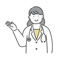 案内をする女子のお医者さんのイラスト