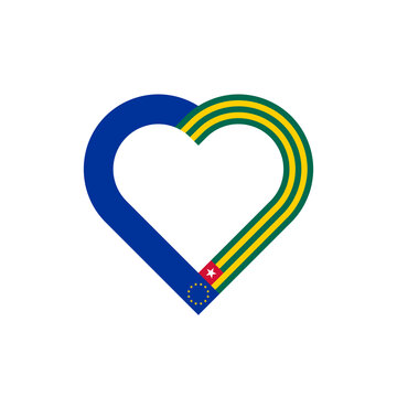 recommend clip art: unity concept. heart ribbon icon of european union and togo flags. vector illustration isolated on white background
