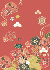 花の和柄　背景イラスト
