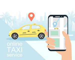 Landing page template web site taxi service, carsharing or rent a car. Vector illustration.