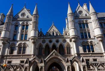 Fototapeta na wymiar Part of the facade of the Royal Courts of Justice