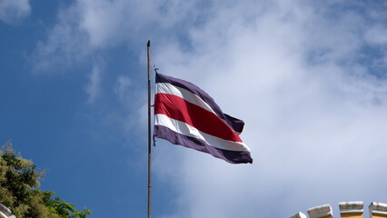 Costa Rican flag in downtown San Jose, Costa Rica