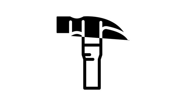 claw hammer line icon animation