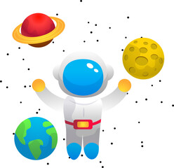 Astronaut in the space suit, flat illustration