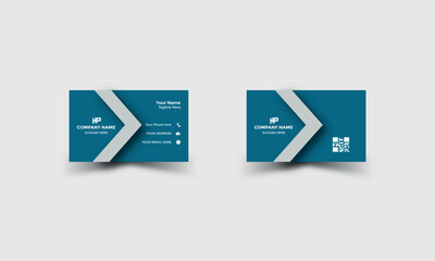 Double sided creative  Modern Business Card personal visiting card with logo  grey and blue color design 