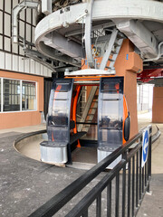 Cabin of the cable car of the ski resort