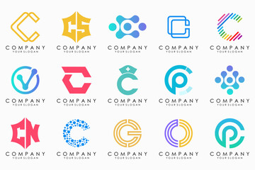 creative letter C logo icon set. design for business of luxury, elegant, simple.