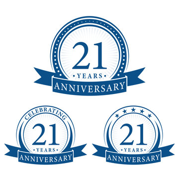 21 years anniversary logo collections. Set of 21st Anniversary design template. Vector and illustration.