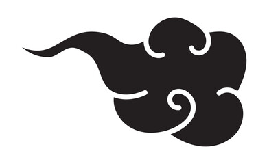 Cloud elegant style black color isolated on white background. Oriental traditional ornament for holiday card, invitation, party poster, flyer, decor element. Clouds in the sky. Vector