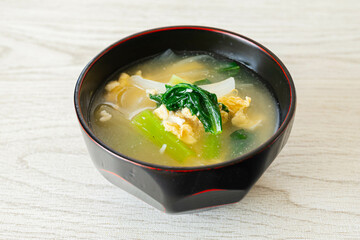 小松菜が入ったかき玉汁