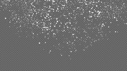 Seamless realistic falling snow or snowflakes. Isolated on transparent background