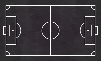 Soccer strategy field on black chalkboard vector illustration 10 eps