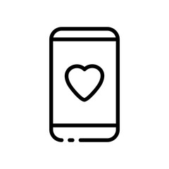 Smartphone line icon. Gadget, speed, performance, modern, internet, app, share, password, heart, privacy. technology concept. Vector black line icon on a white background