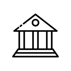 Museum building line icon. Construction, classics, design, construction, building, hiking, travelling, tourism, excursions. architecture concept. Vector black line icon on white background