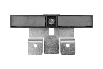 Retractable gate limit switch magnet isolated on white background.