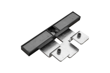 Retractable gate limit switch magnet isolated on white background.