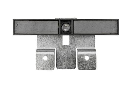 Retractable gate limit switch magnet isolated on white background.