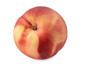 Pink Peach on White With clipping path, Peach fruit isolated on white background.