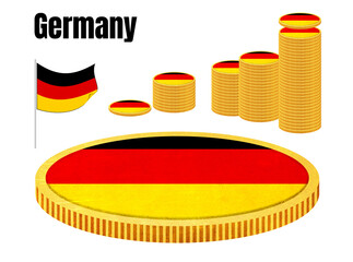 Golden coin with flag of Federal Republic of Germany isolated on white background. Find similar coins with world's flags in my portfolio