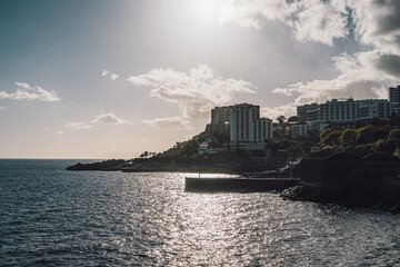 Serene coastline of Funchal on the island of Madeira
