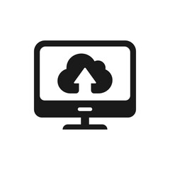 Cloud computing. Uploading on computer flat icon isolated on white background. Vector illustration