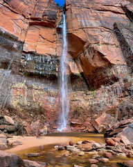 Zion National Park in Utah, Views from Hiking Upper Emerald Pool Waterfall