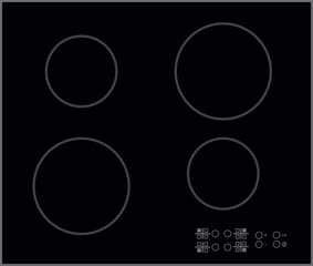 Cooktop top view stove on isolated  white background 