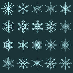 Naklejka na ściany i meble A set of snowflakes, all different, hand-drawn