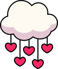 Cloud Heart Drop Icon Elements Colored Outline Style