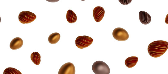 Luxury golden easter eggs isolated