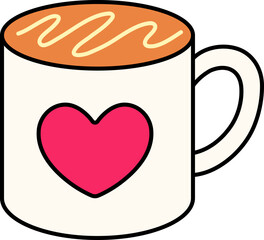 Mug Heart Icon Elements Colored Outline Style