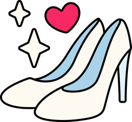 Wedding Woman shoes Icon Elements Colored Outline Style