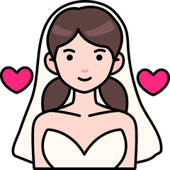 Woman inlove 02 Icon Elements Colored Outline Style