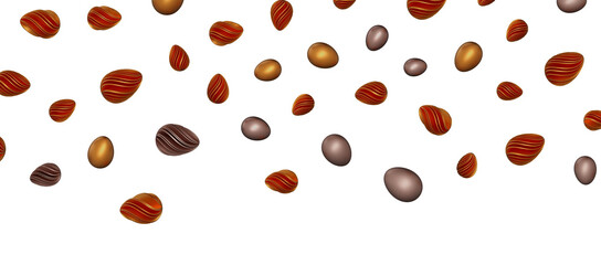 Set of different 3D realistic, shiny, golden,