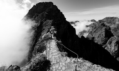 “Ninho da Manta“ on popular panoramic hiking trail near “Pico do Arieiro“, Madeira Island...