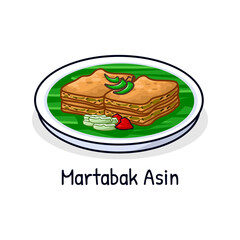 Delicious Martabak asin or martabal telur of indonesian food made of meat egg vegetable fry with oil