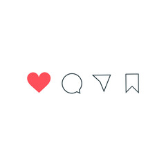 Instagram icons, like, save. Vector graphics	
