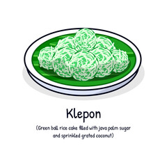 Klepon or green balls rice cake dessert traditional cake of Indonesia