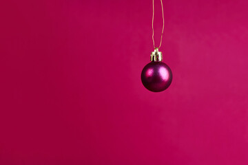                                Viva magenta christmas background. Christmas decorations on trendy color