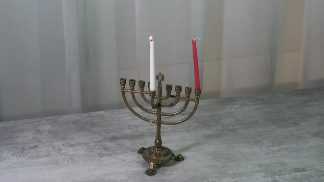 How to light Hanukkah candles. Hanukkah. First candle. Jewish holidays (154)