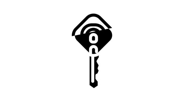 key with fingerprint scanner line icon animation