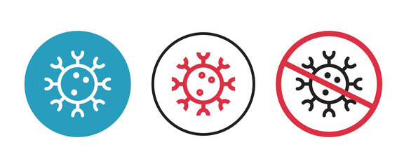 Corona Virus icon set. Coronavirus. virus of illness in Humans, from the common cold to SARS. 2019-nCoV common human virus or bacteria microbe, bacterium covid 19 sign vector editable stroke and flat