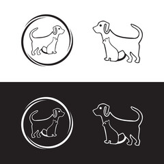 Circle cat and dog animal logo design  . icon logo . silhouette logo 